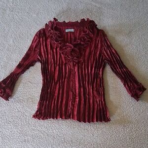 Chic Ruffled Burgundy Blouse